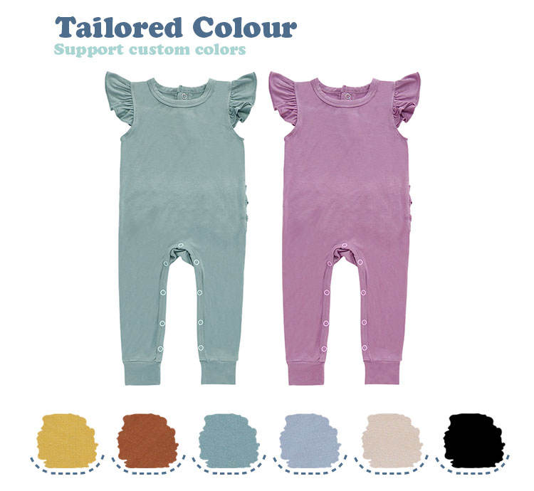 Combinaison de nuit imprimée personnalisée en bambou et spandex, barboteuse à volants pour bébé