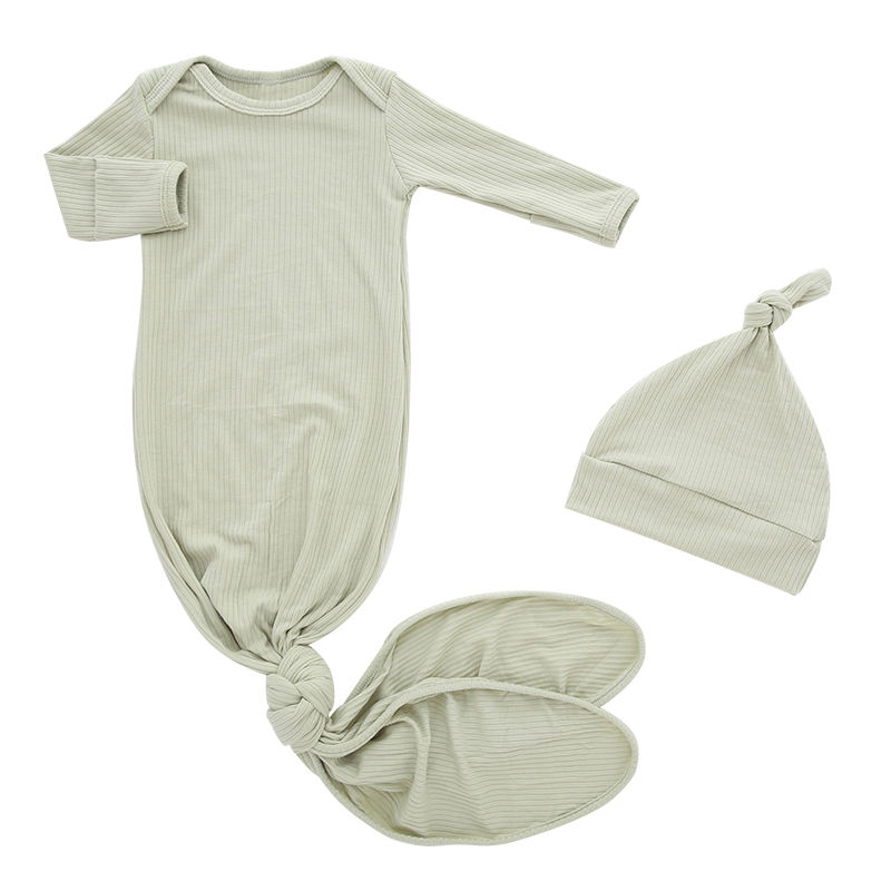 Sac de couchage unisexe en bambou côtelé pour nouveau-né, avec joli chapeau, sac de couchage confortable pour bébé, vêtements de nuit