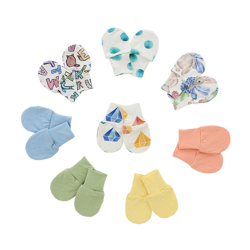 Tissu en bambou imprimé et couleur unie, ensemble de mitaines super douces pour bébé, nouveau-né
