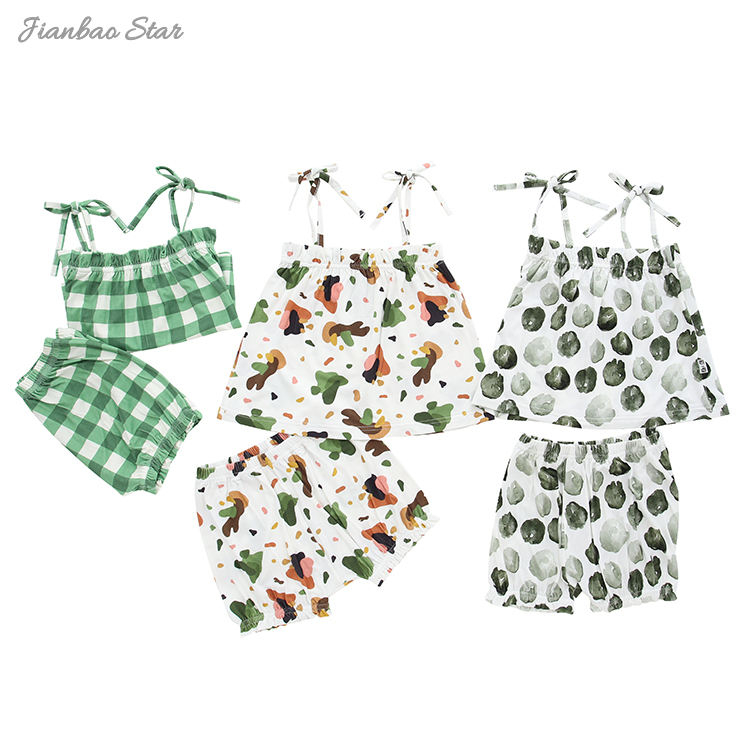 Ensemble de costume d'été sans manches, 100% coton tricoté, nouveau Design, beau motif, vêtements pour bébés filles, haute qualité, meilleure vente