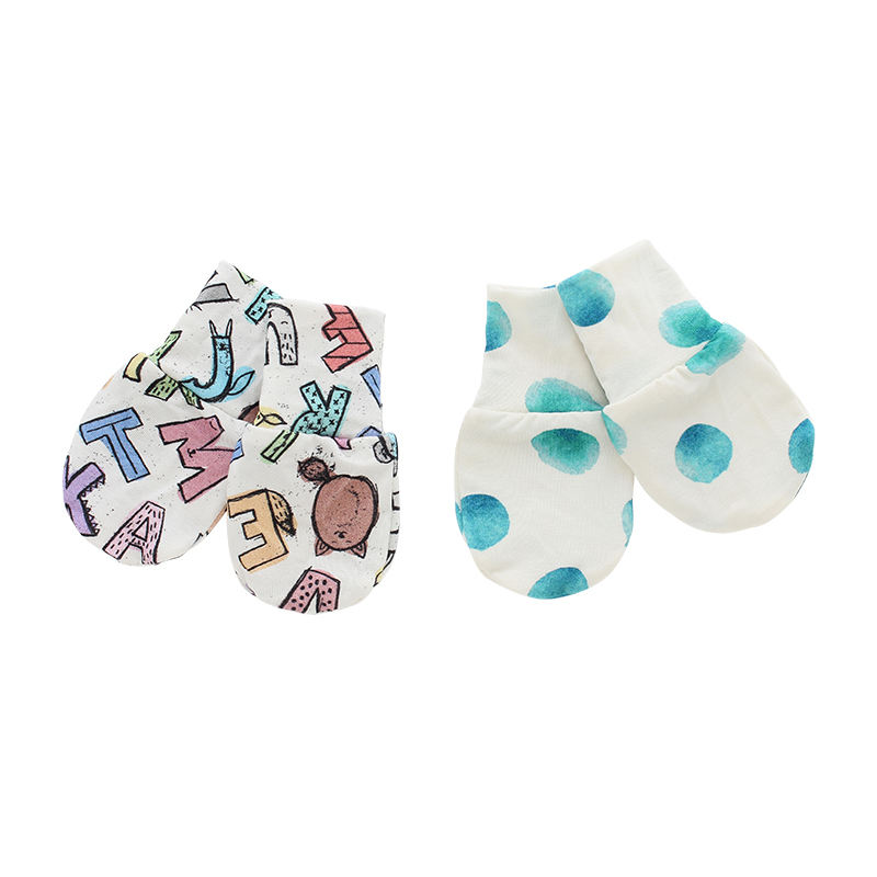 Tissu en bambou imprimé et couleur unie, ensemble de mitaines super douces pour bébé, nouveau-né