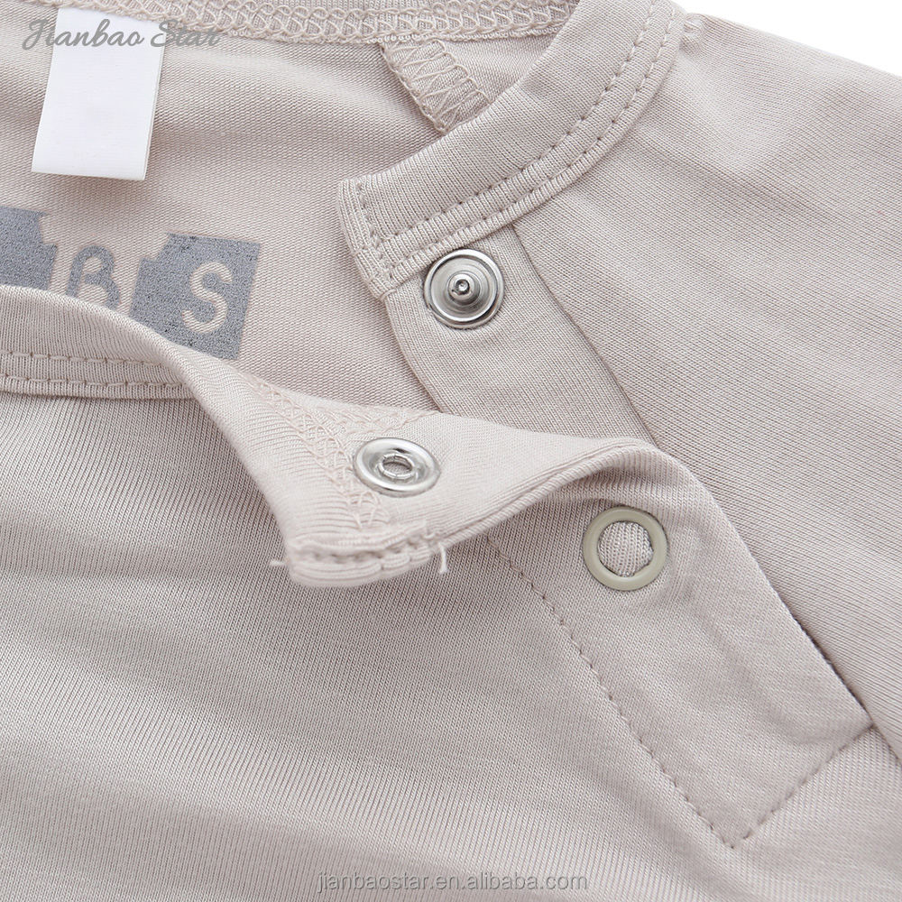 Combinaison de Style d'été en gros avec manches courtes et bouton-pression, ensemble barboteuse en bambou de couleur unie pour bébé