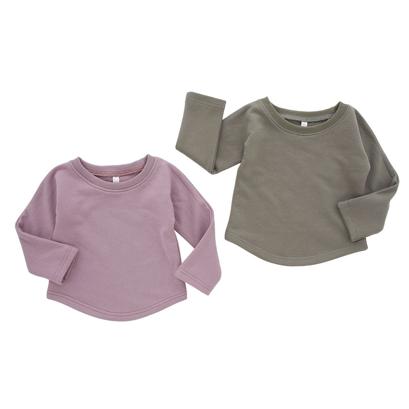 Tenue de style ample classique, vente en gros, vêtements de nuit de couleur unie, coton de bambou, T-shirt à manches longues, conception personnalisée OEM, vêtements pour bébés et enfants