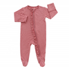 Manches longues unisexe nouveau-né garçons et filles avec fermeture éclair sur le devant volants conception bébé combinaison bébé vêtements barboteuse ensemble