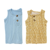 T-shirt sans manches tricoté en bambou 95%, Super doux, pour bébé garçon et fille, couleur unie et motif OEM, hauts d'été pour enfants