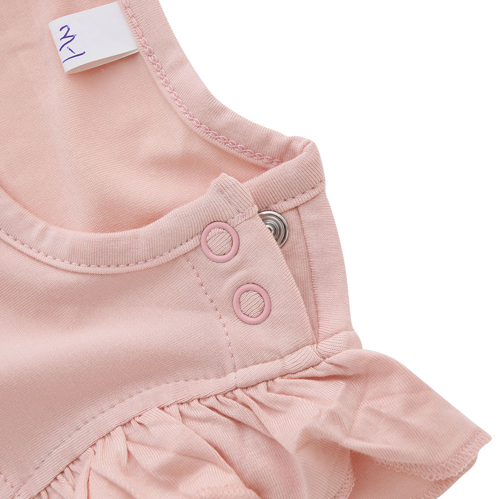 Nouveautés de haute qualité offre spéciale douane couleur unie à volants boutons sans manches belles robes de bébé filles