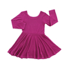 Robe de bébé à manches longues en gros Bambou Spandex Coton Girls Jupe d'automne d'hiver couleur solide mode Vêtements de fête décontractée