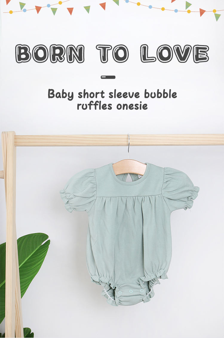Vêtements d'été pour bébés filles, à la mode, en coton de bambou, manches à volants, barboteuse, couleur unie, body, vente en gros