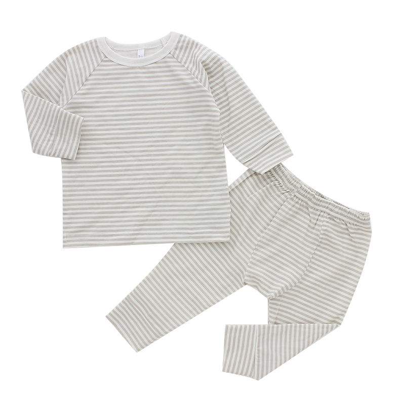 Offre spéciale, vêtements pour nouveau-né, rayures horizontales, pyjama 2 pièces, manches longues, 100% coton, ensemble de vêtements pour nourrissons