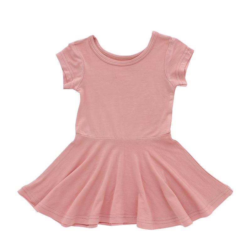 Robe d'été pour bébés filles, col rond, ligne a, vêtements pour enfants, avec conception d'impression personnalisée, vente en gros