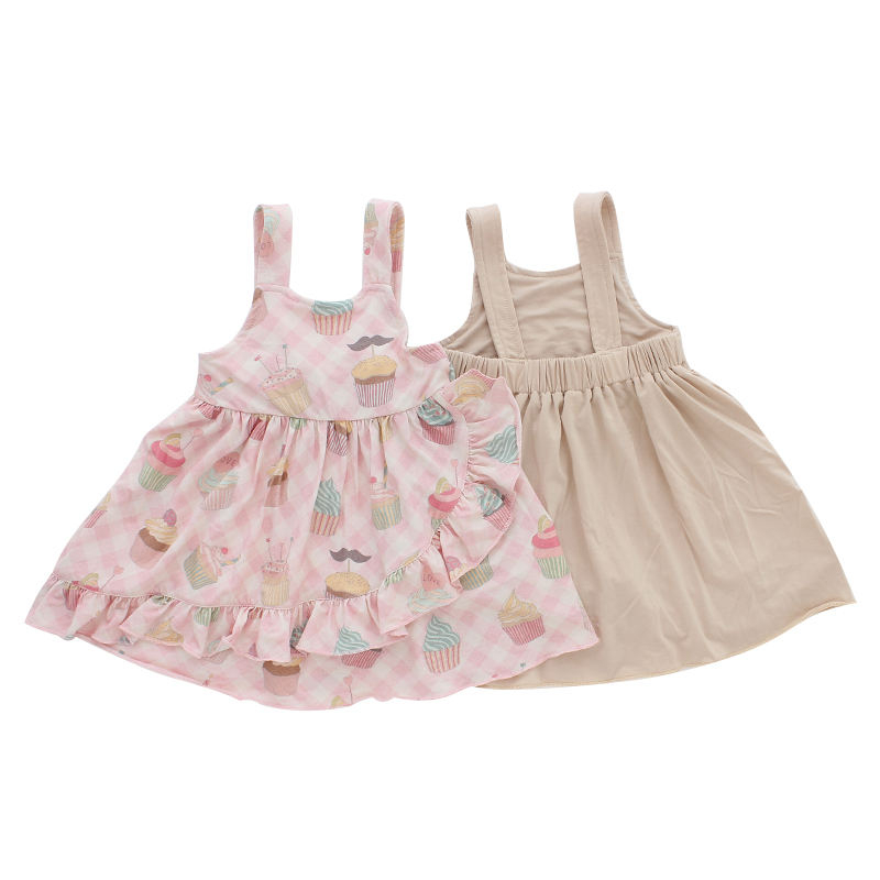 Robe d'été sans manches pour bébé fille, personnalisée, vente en gros, jupe à bretelles en coton et bambou de haute qualité, vêtements doux pour nourrissons