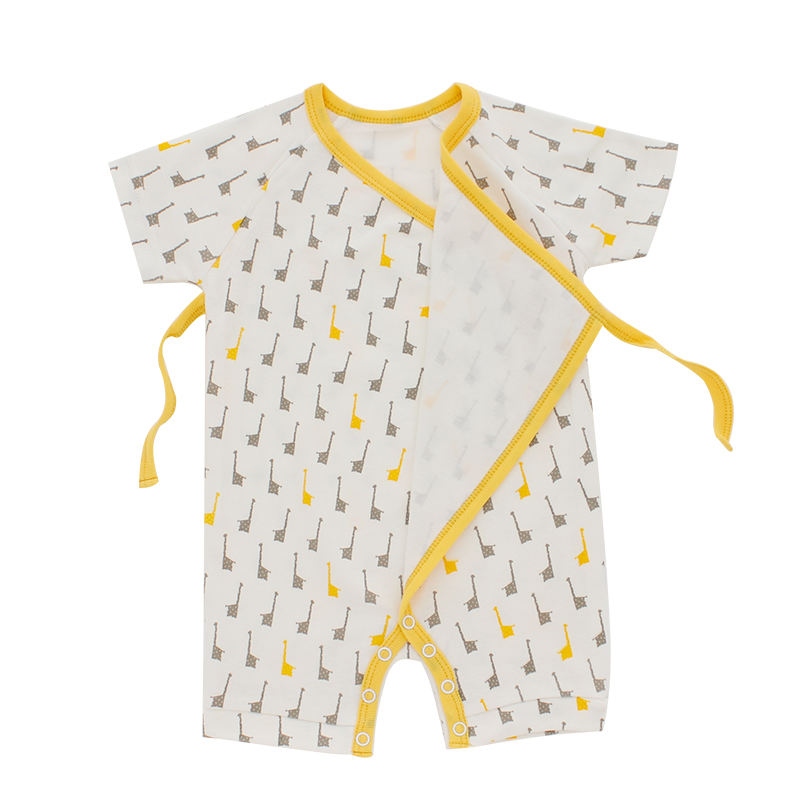 Barboteuse d'été tricotée en bambou pour nouveau-né, barboteuse de qualité à manches courtes avec bouton-pression et sangle, barboteuse pour bébé