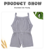 Salopette à bretelles pour bébés filles, vêtements d'été tricotés en bambou et Spandex, grenouillère de couleur unie pour bébés et enfants