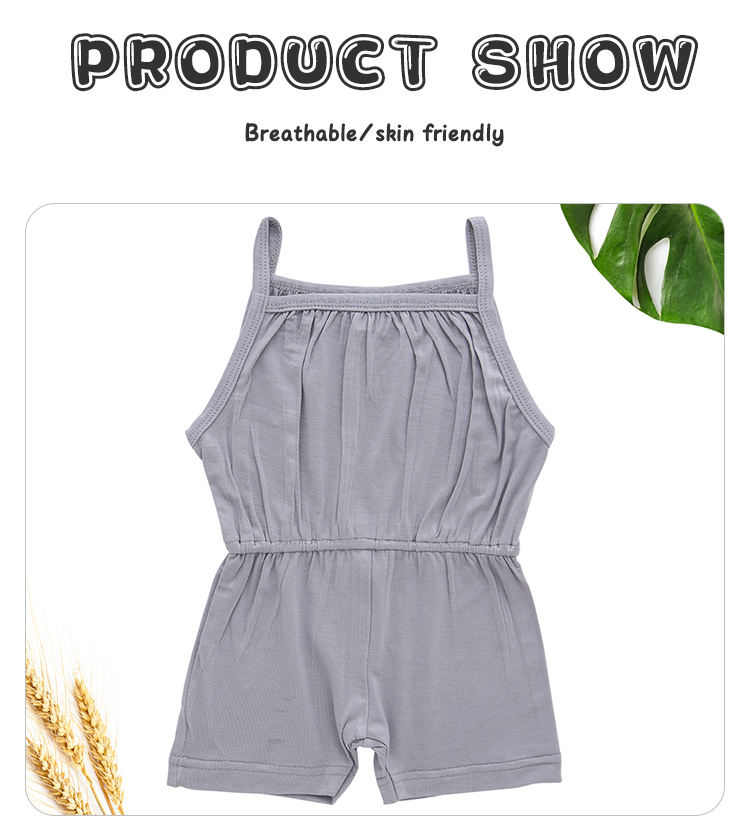 Salopette à bretelles pour bébés filles, vêtements d'été tricotés en bambou et Spandex, grenouillère de couleur unie pour bébés et enfants