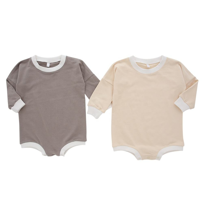 Usine directe 95% bambou 5% Spandex bébé barboteuse à manches longues combinaison avec bouton pression conception couleur unie Style bébé vêtements
