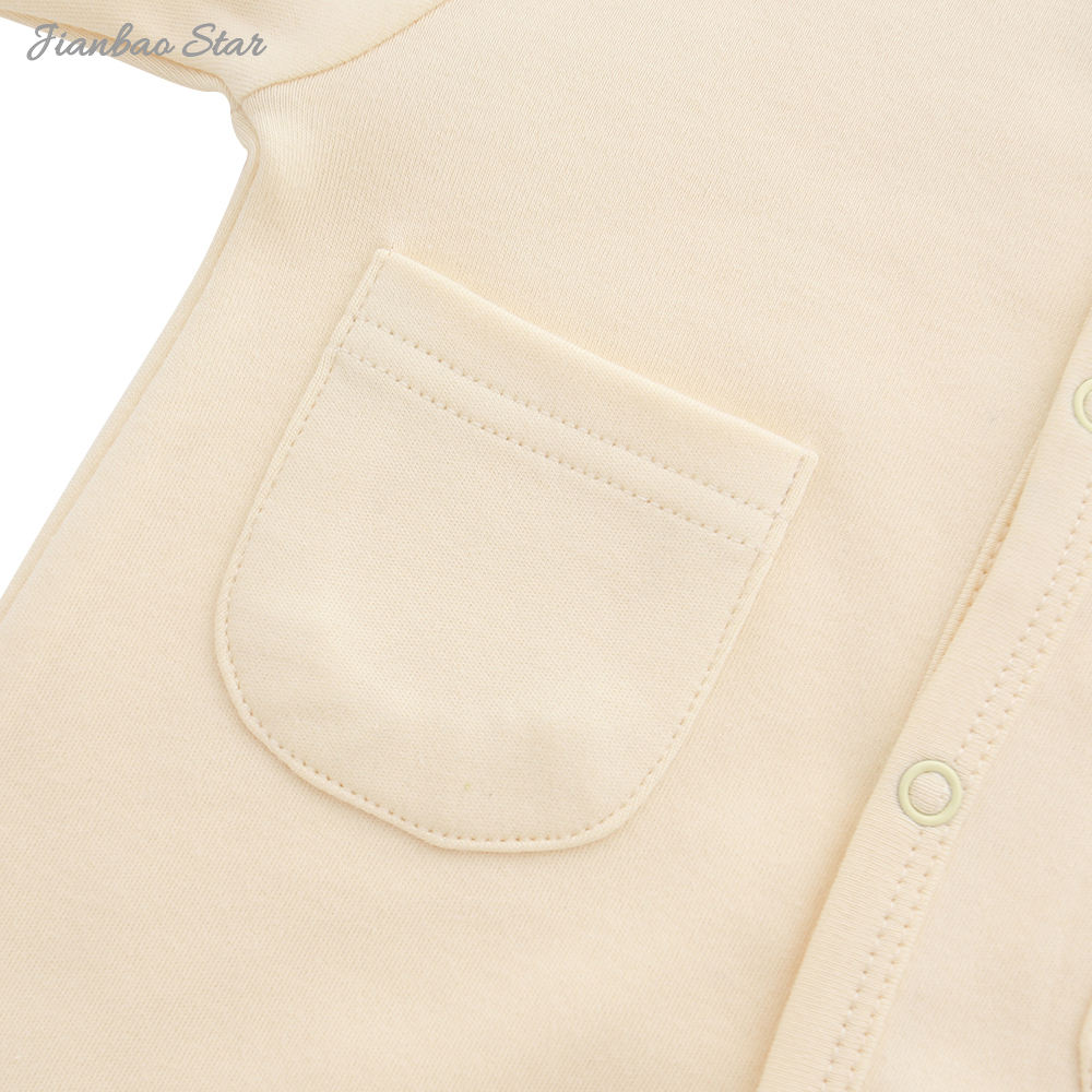 Pyjama à manches longues et poches pour nouveau-né, nouveau Design 100% coton, couleur unie, personnalisé, boutons, barboteuse pour bébé, vêtements pour bébé