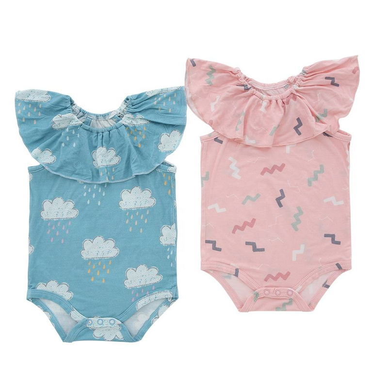 Barboteuse à manches volantées pour bébé, joli Design, en coton de bambou, matériel tricoté, vêtements confortables pour bébé, vêtements d'été unisexes