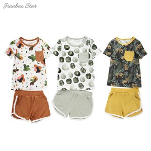 Vêtements pour bébés imprimés personnalisés, ensembles de vêtements pour bébés à manches courtes et avec poches pour enfants, 2 pièces