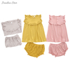 Nouveau lancement de tenues pour bébés, hauts et shorts sans manche, ensemble de vêtements d'été tricotés en bambou pour bébés et enfants filles
