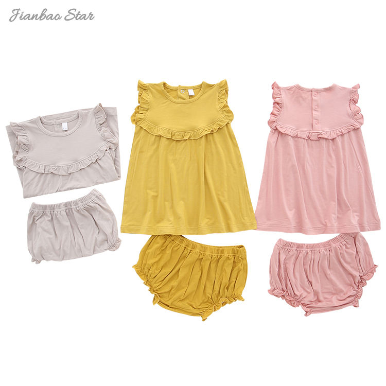 Nouveau lancement de tenues pour bébés, hauts et shorts sans manche, ensemble de vêtements d'été tricotés en bambou pour bébés et enfants filles