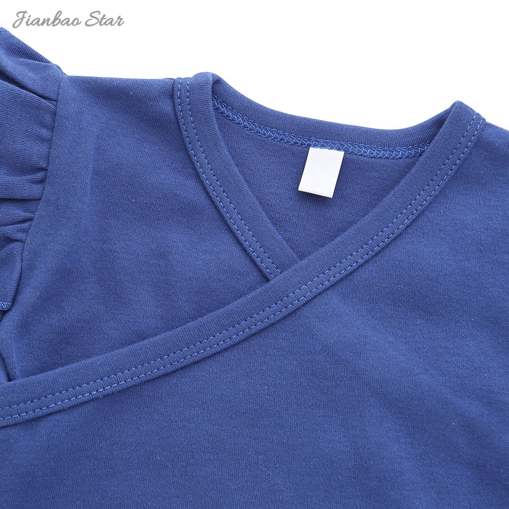 Conception de Boutique de Style à volants d'hiver avec bouton-pression 100% coton nouveau-né infantile bébé fille bébé combinaison ensemble barboteuse ensemble