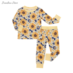 Ensemble de costumes imprimés pour bébés garçons et filles, pyjama en bambou doux, écologique, 2 pièces, manches longues, vêtements décontractés pour bébé, nouvelle collection