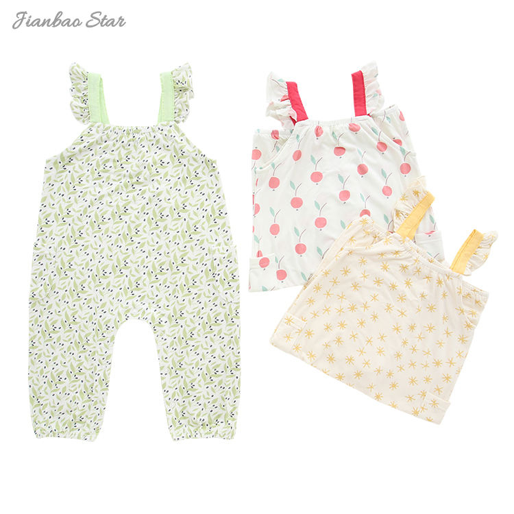 Combinaison d'été en bambou doux et respirant, tricotée, épaules dénudées, à bretelles, pour bébés filles, barboteuse pour bébés