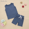 Ensemble de vêtements pour bébé, vente en gros, short d'été, gilet, ensemble de vêtements pour nouveau-né fille et garçon, couleur unie, vêtements pour bébé