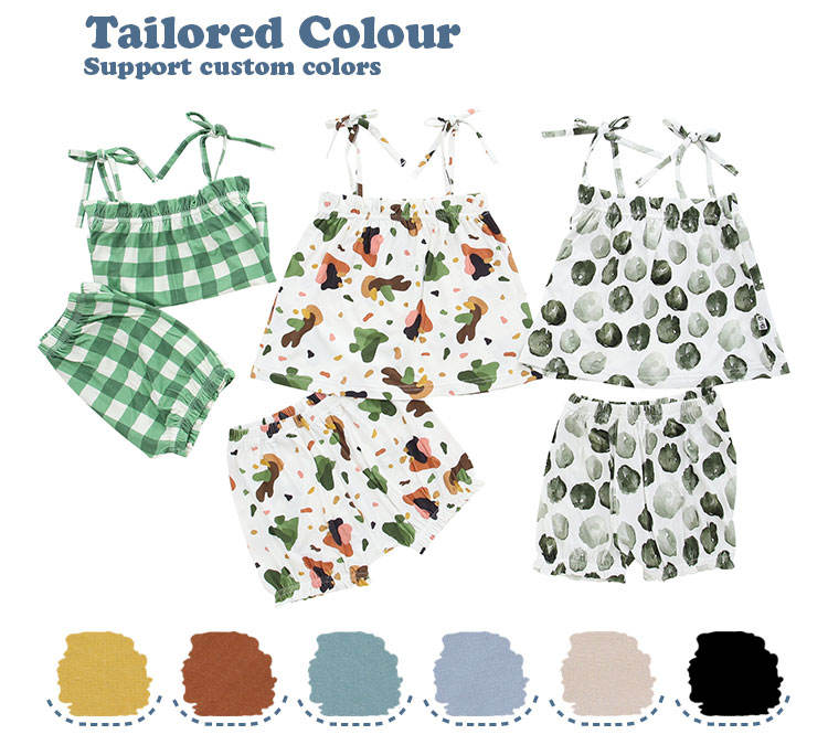 Jupe à bretelles en bambou ou coton tricoté pour bébés et filles, ensemble de vêtements d'été pour enfants, nouvelle version