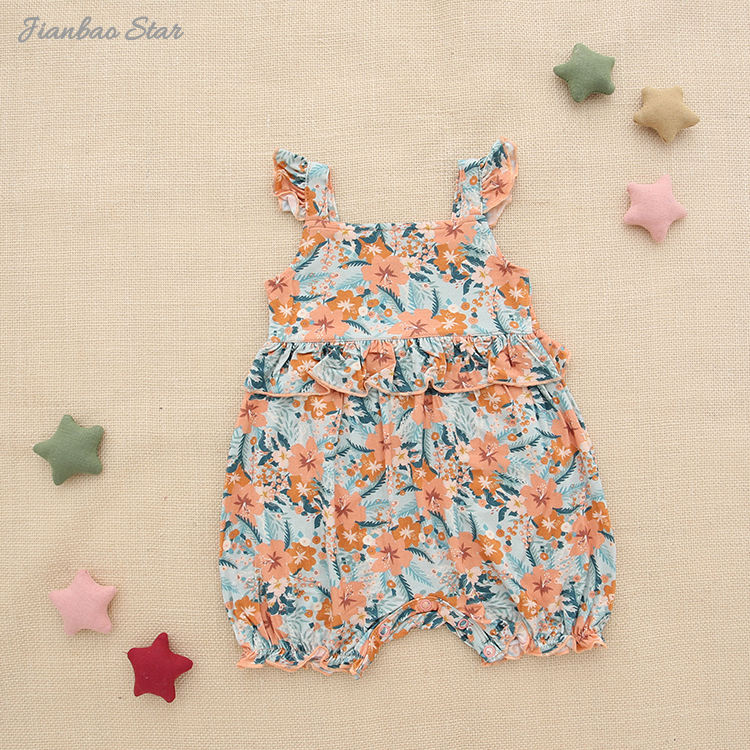Barboteuse sans manches à volants pour bébé fille, nouvelle version printemps été, coupe incroyable et Style doux, tissu en coton de bambou, vêtements pour bébé fille
