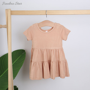 Robe pour bébé à manches courtes, 100% coton, à volants, de haute qualité, Style été, vente en gros, nouvel arrivage d'usine