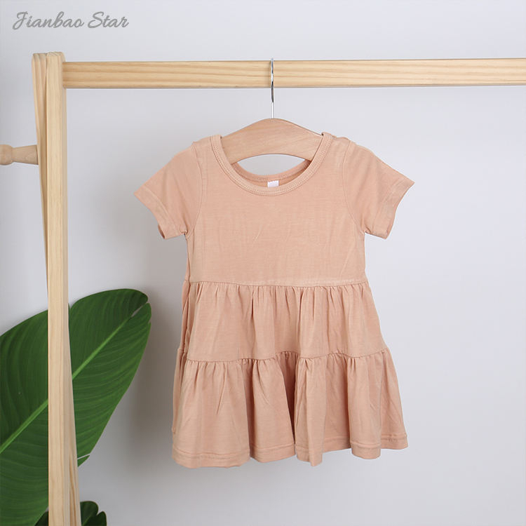 Robe pour bébé à manches courtes, 100% coton, à volants, de haute qualité, Style été, vente en gros, nouvel arrivage d'usine