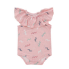 Barboteuse d'été sans manches pour bébés filles, Style doux, col rond à volants, vêtements pour bébés en Fiber de bambou et Spandex