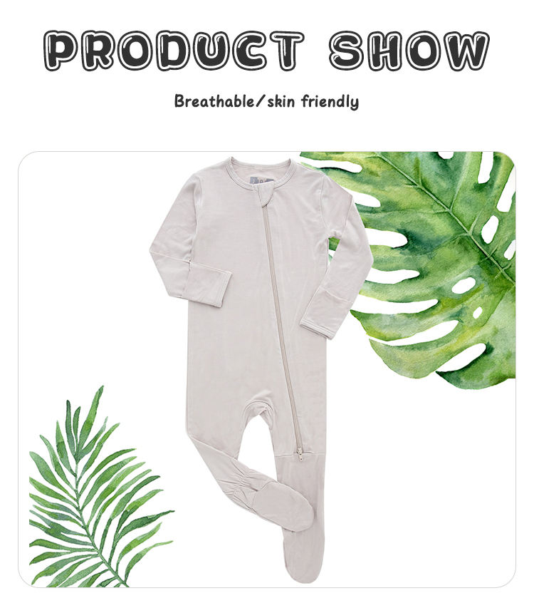 Gros Footie Design Bébé Garçons Filles Body À Manches Longues Spandex Bambou Vêtements Anti Grips Footie Zipper Barboteuse Pyjamas