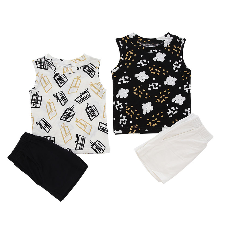 Ensemble pyjama pour bébé, Design classique, sans manches, vêtements de nuit, bambou, Spandex, coton, unisexe, vêtements d'été deux pièces