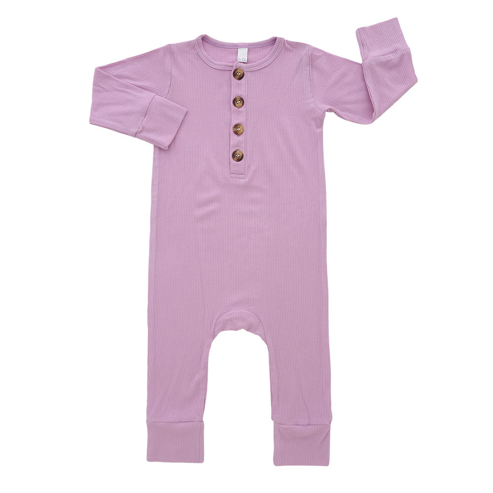 Barboteuse à manches longues en coton et bambou pour bébé, jolie barboteuse en couleurs unies, combinaison corporelle pour nourrissons, combinaison à fermeture éclair, automne