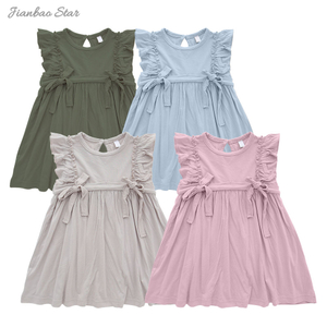 Personnaliser en gros nouveau Style été couleur motif sans manches belle jarretelle bébé filles robe doux nourrissons vêtements