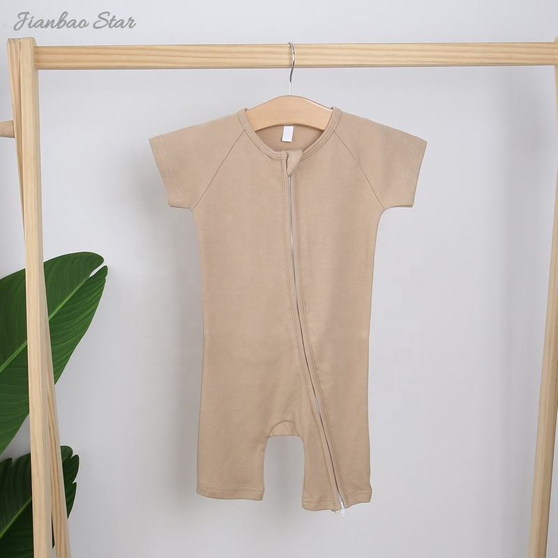 Barboteuse d'été en coton confortable, couleur personnalisée, respirante, unisexe, fermeture éclair bidirectionnelle, vêtements pour nouveau-né, nouvel arrivage
