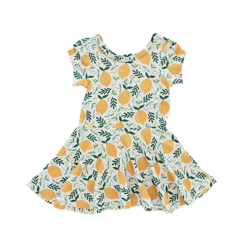 Robe d'été pour bébés filles, col rond, ligne a, vêtements pour enfants, avec conception d'impression personnalisée, vente en gros