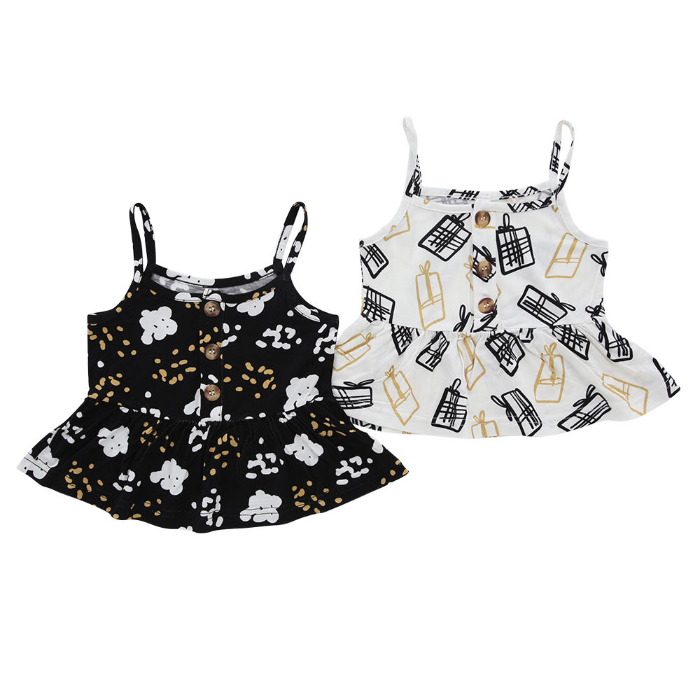Robe d'été tricotée en bambou pour bébés filles, nouveau Style, sans manches, avec conception d'impression numérique OEM