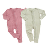 Combinaisons en tissu côtelé pour bébé, haute qualité, fermeture éclair, en bambou et coton, manches longues, couleur unie, barboteuse pour bébé, couleurs personnalisées acceptées