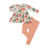 Ensemble de vêtements tricotés 100% coton pour filles, motif floral, hauts à manches longues et pantalons longs, 2 pièces, vêtements pour bébés
