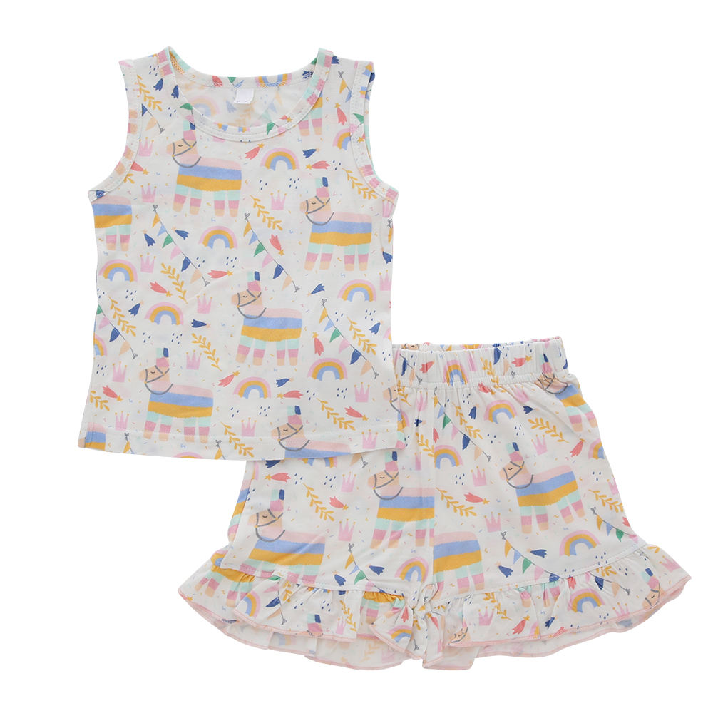 Ensemble de vêtements respirants en tissu bambou 100% coton personnalisé, costume d'été unisexe sans manches pour bébé, offre spéciale, vente en gros