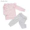 Bébé filles enfant en bas âge et enfants Style d'hiver à manches longues hauts et pantalons avec volants ensemble de vêtements tenue ensemble de vêtements