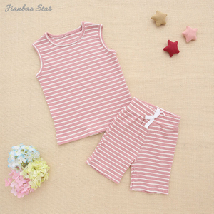 Ensemble de vêtements d'été tricotés en bambou et Spandex, sans manches, pour bébé, vente en gros d'usine, 2 pièces, tenues unisexes, offre spéciale