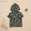Sweat à capuche pour bébés et enfants, haut en bambou tricoté Super doux, manches courtes, Design imprimé, chemise d'été pour bébé