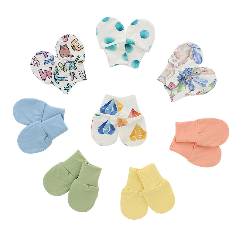 Mitaines pour bébé de couleur unie imprimées, vente en gros, tissu en coton de bambou personnalisé pour nouveau-né, gants Super doux pour bébé, automne et hiver
