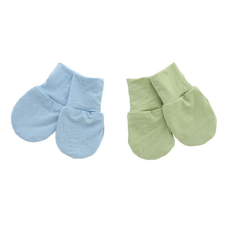 Tissu en bambou imprimé et couleur unie, ensemble de mitaines super douces pour bébé, nouveau-né
