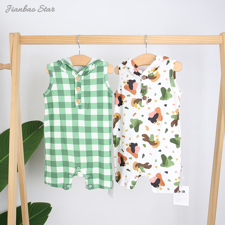 Nouveau Design sweat à capuche pour bébé réservoir short barboteuse bambou Spandex coton doux nouveau-né bébé vêtements été sans manches bébé vêtements