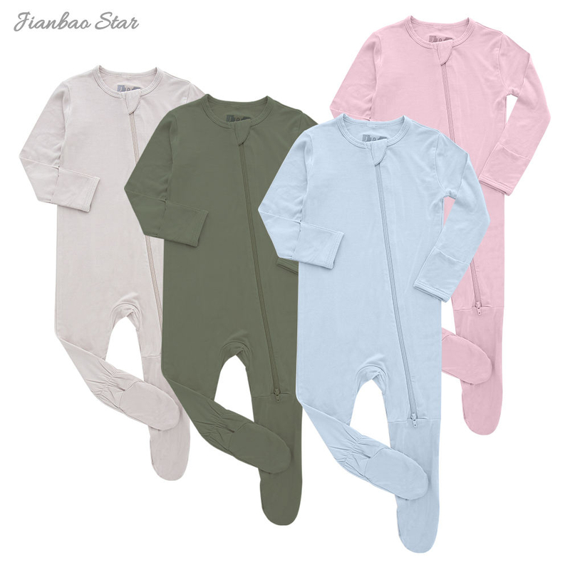 Ensemble barboteuse bébé unisexe bambou tricoté pieds vêtements de nuit couleur unie Super doux bébé barboteuses vêtements